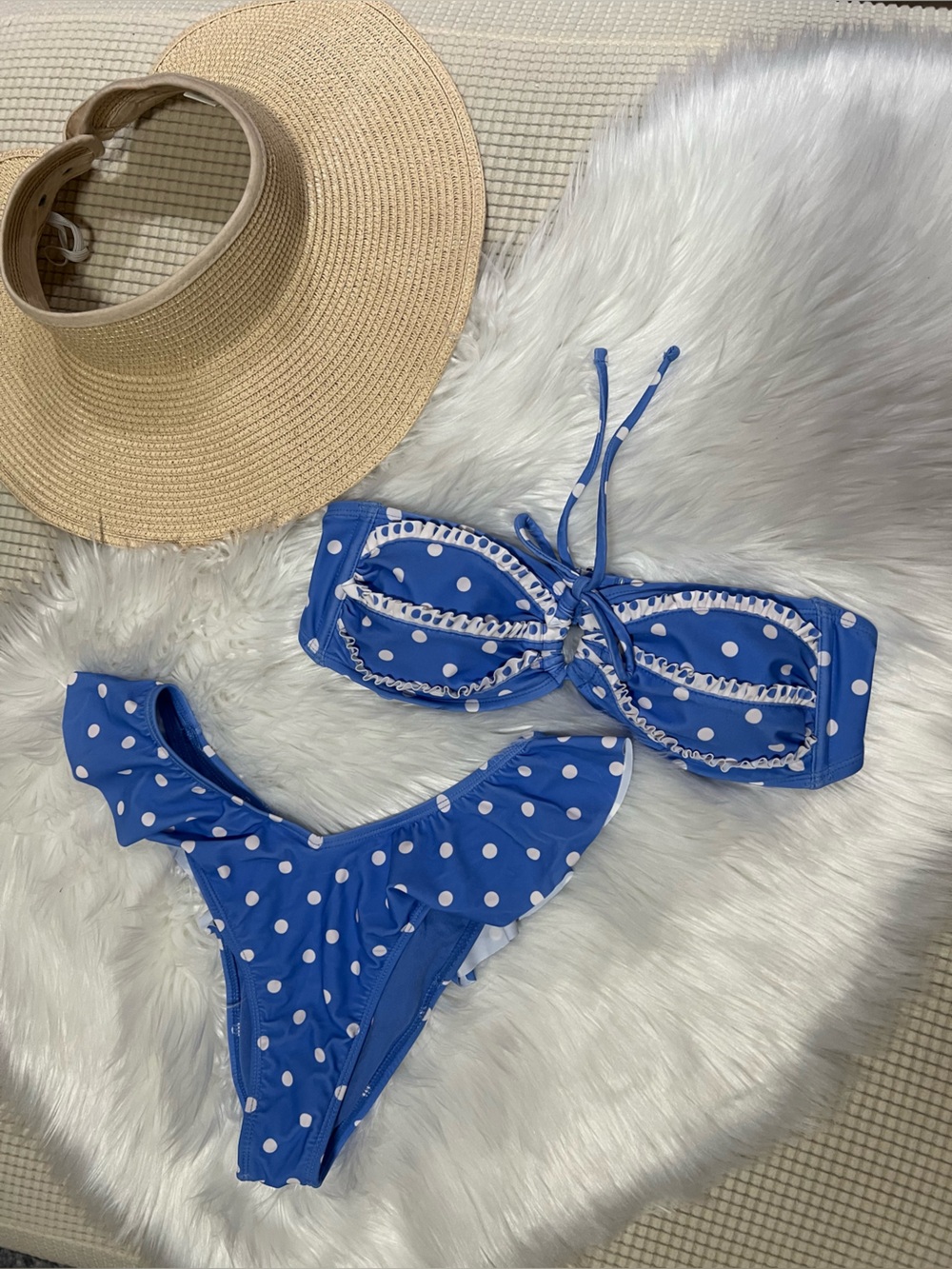 Blue Polka Dot womens Swim Bikini Set